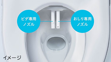 女性にやさしい2本のノズル